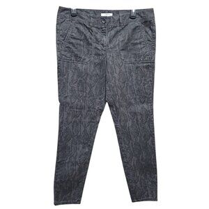 Ann Taylor LOFT Twill Stretch Pant Marisa Snake Print Black Grey Cargo Womens 10